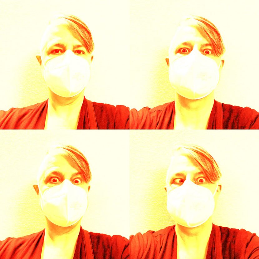 Ich kann es nicht mehr hören. Ich mit Maske Augen verdrehe